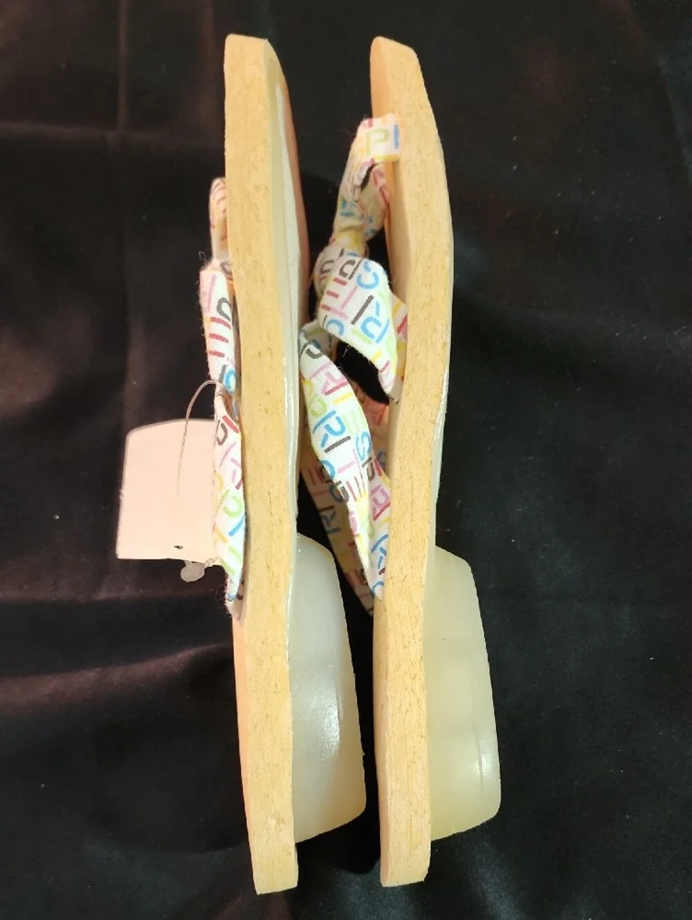 Esprit Multicolor Logo Bow Cork Flip Sandals - White Base 3 Sizes Available